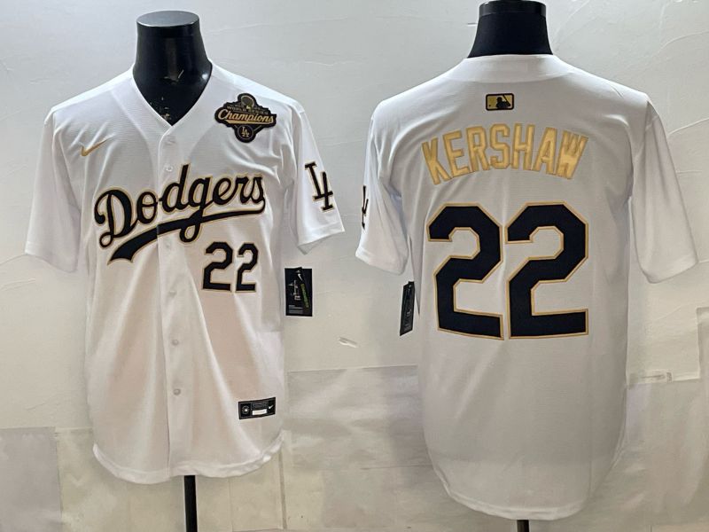 Men Los Angeles Dodgers #22 Kershaw White Gold Game 2026 Nike MLB Jersey 006->los angeles dodgers->MLB Jersey